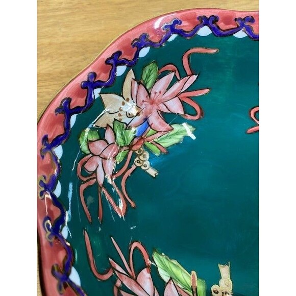 Jacks & Perkins Decorative Ceramic Hand Painted Scalloped Rim Bowl with Flowers - Picture 2 of 14